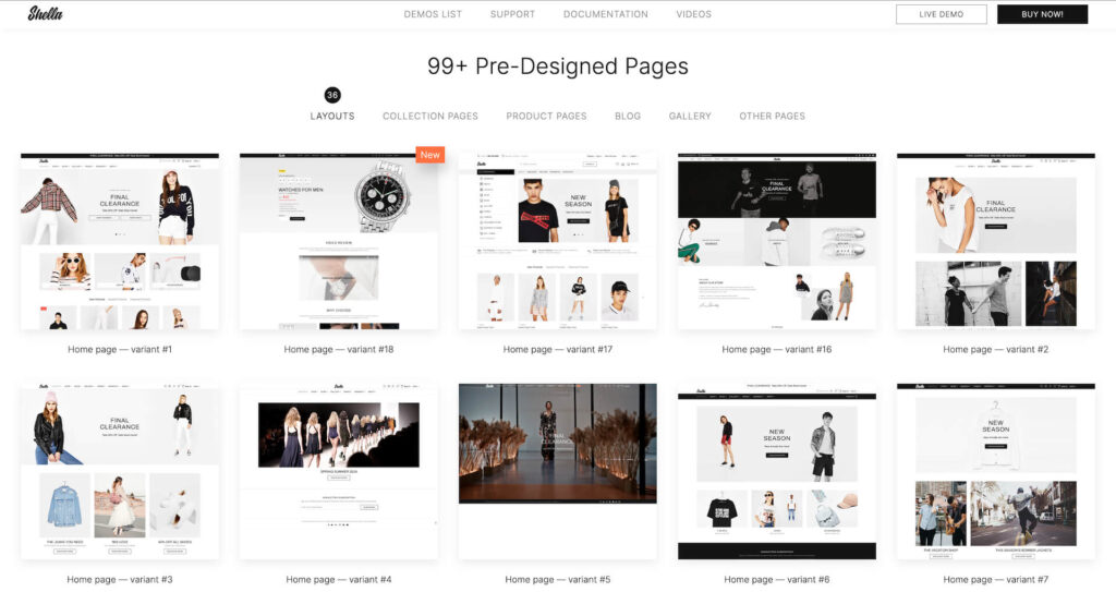 Shopify Shella Theme Demo Templates